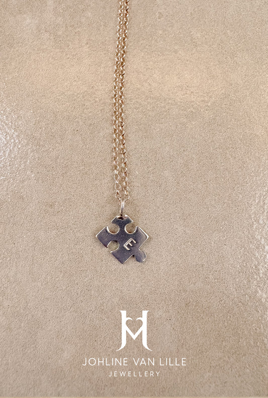 Puzzle Piece Initial Necklace
